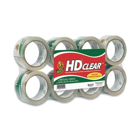 Shurtech Brands Duck, HEAVY-DUTY CARTON PACKAGING TAPE, 3in CORE, 1.88in X 55 YDS, CLEAR, 8PK 282195